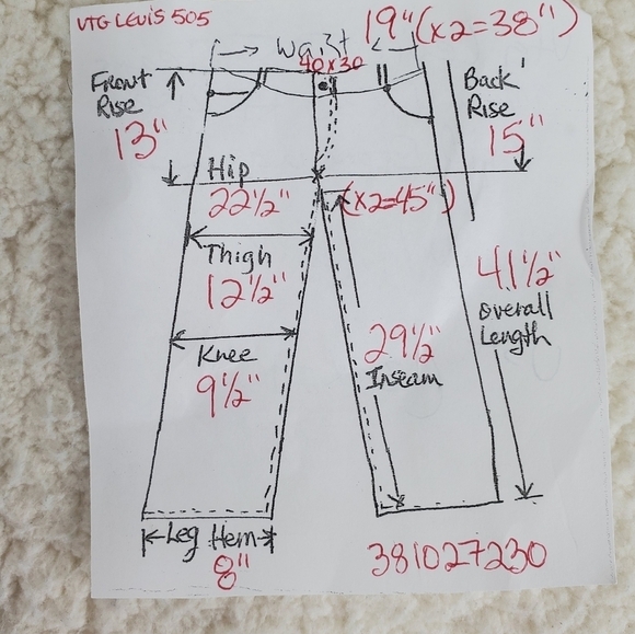 Vtg Levis 505 Jeans Men 40x30 Hi Rise Acid Stone Wash Straight Leg USA (38x29.5) - Picture 7 of 13